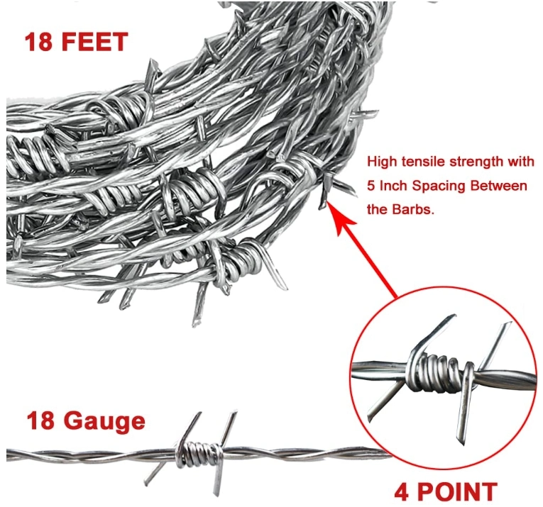 Hot Dipped Galvanized Wire Reverse Twisted Barbed Wire High Strength Steel Wire for Mesh Security Fencing