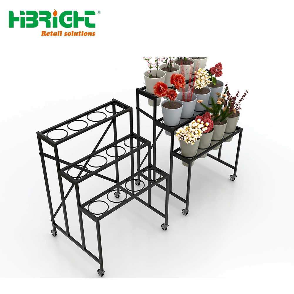 High quality/High cost performance  Metal Craft Flower Stand with Four Wheels