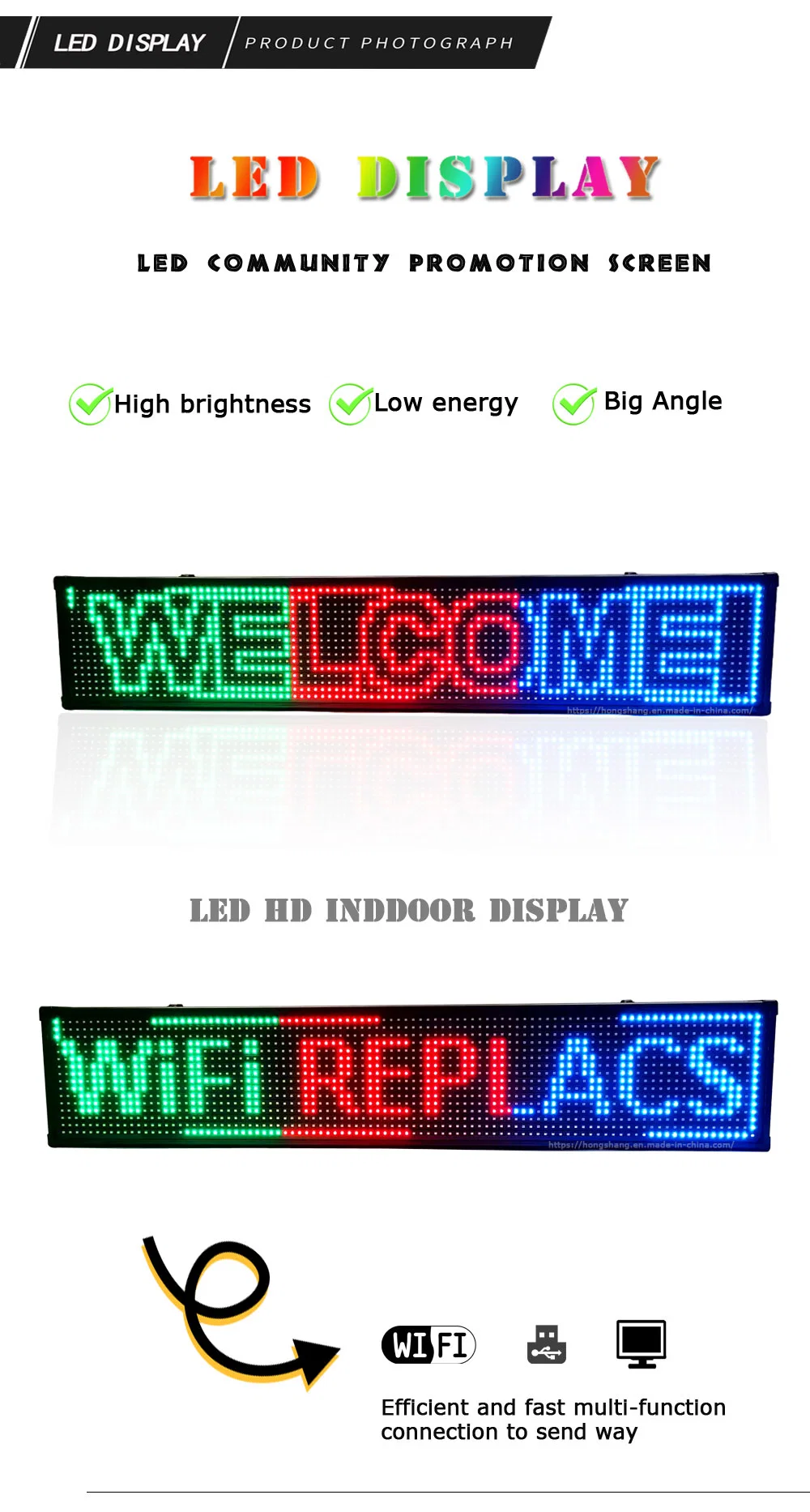 Semi-Outdoor Mixed Color Hanging Digital LED Advertising Display Sign