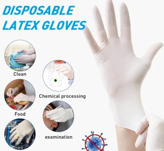 Guantes de examen de látex en polvo y sin potencia