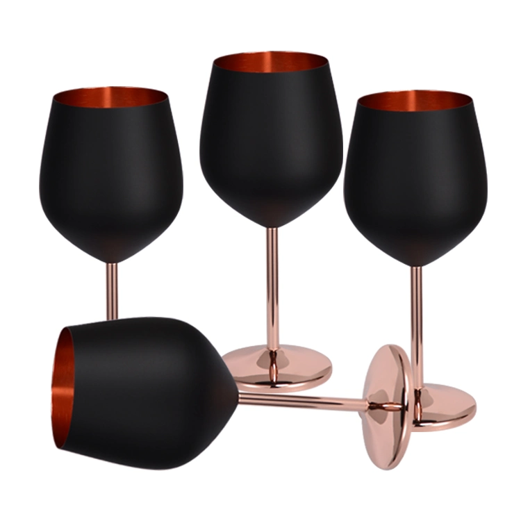 الذهب مخصص زفاف عيد الميلاد هدايا من الفولاذ المقاوم للصدأ 8 أوز ملونة زجاج Gobet Red Wine Glass Metal مع كأس شامبانيا