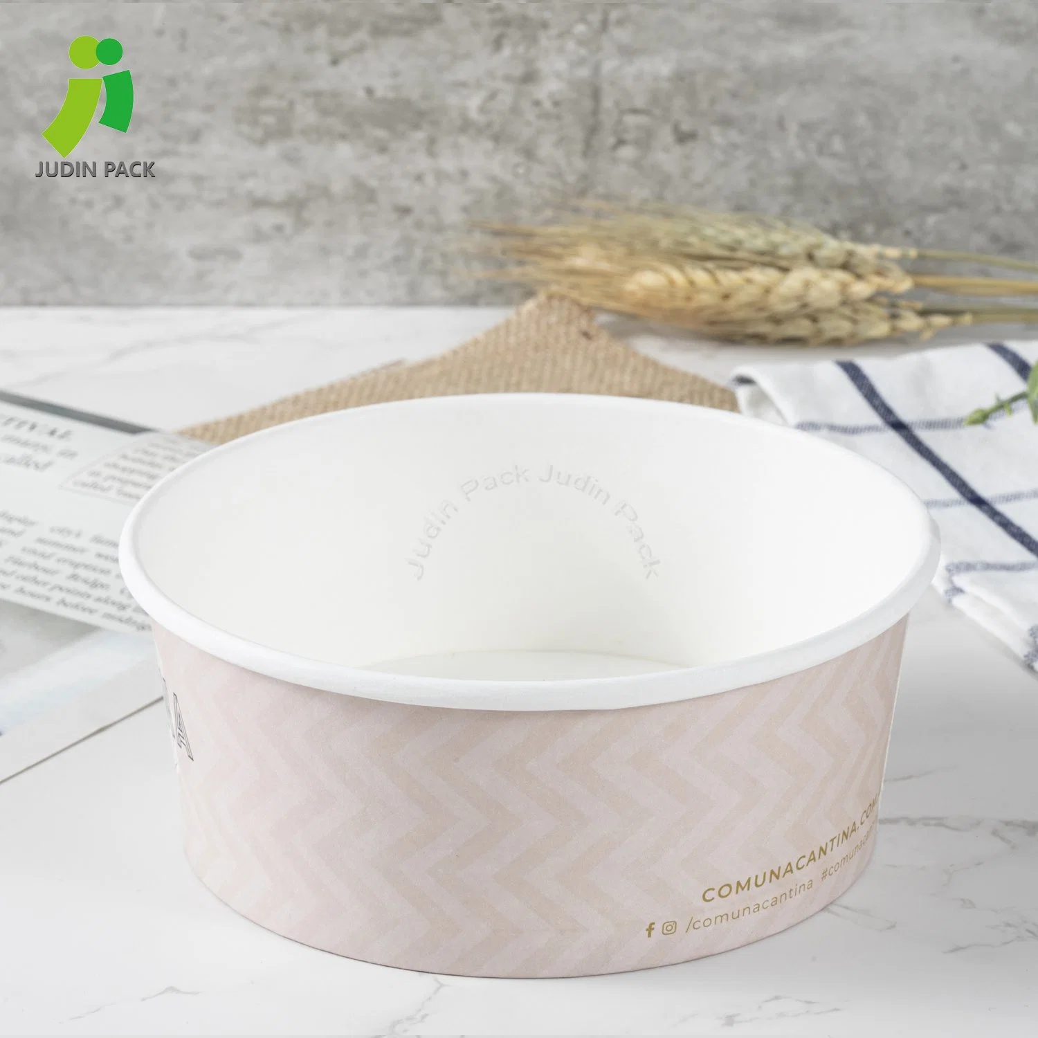 1100ml Disposable Oil Proof and Leak Proof Food Container Paper Salad Bowl