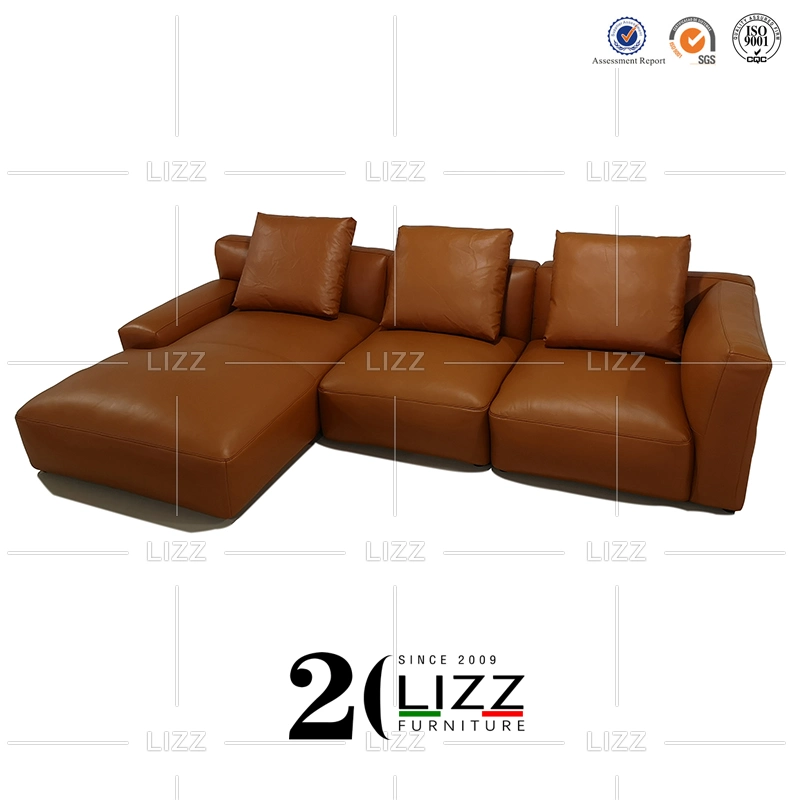 Popular European Home/Hotel Furniture Lounge Leisure Wooden Leather Sofa Set