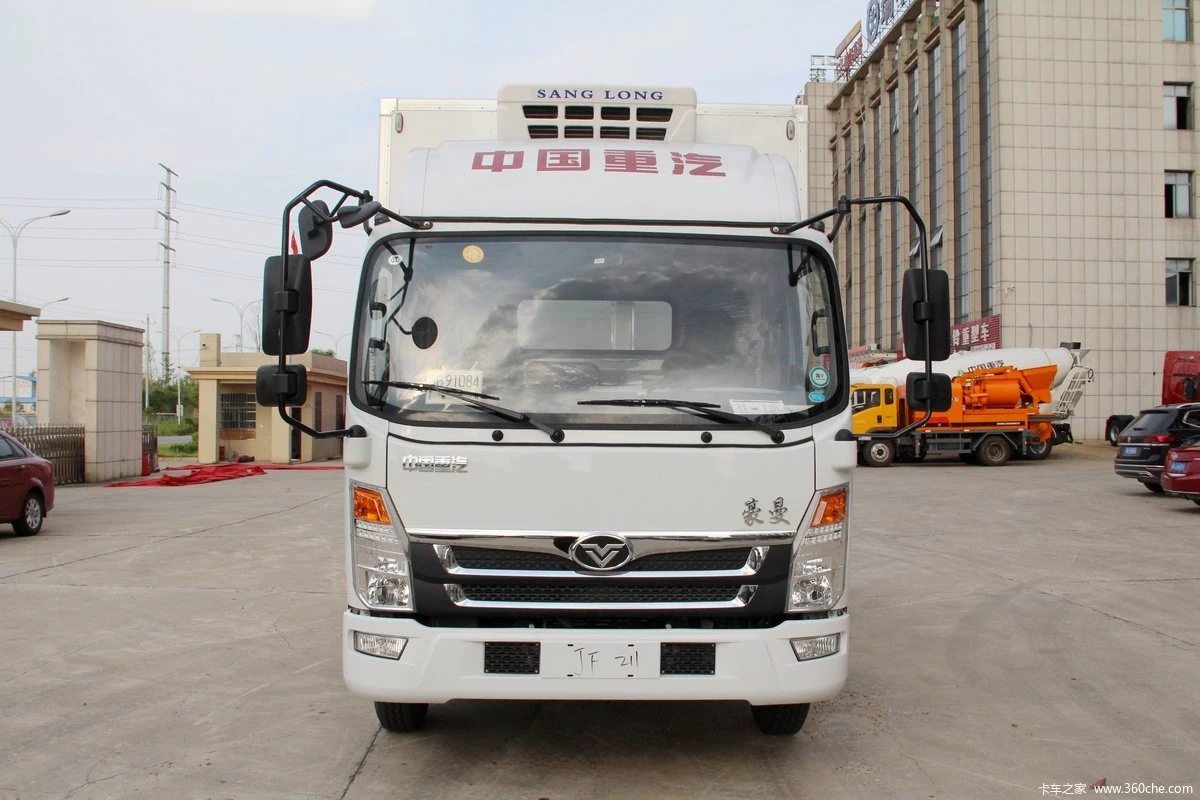 China Nacional de camiones de servicio pesado Haoman H3 4 * 2 116 HP Camioneta refrigerada de 4,1 metros de una fila para alimentos congelados