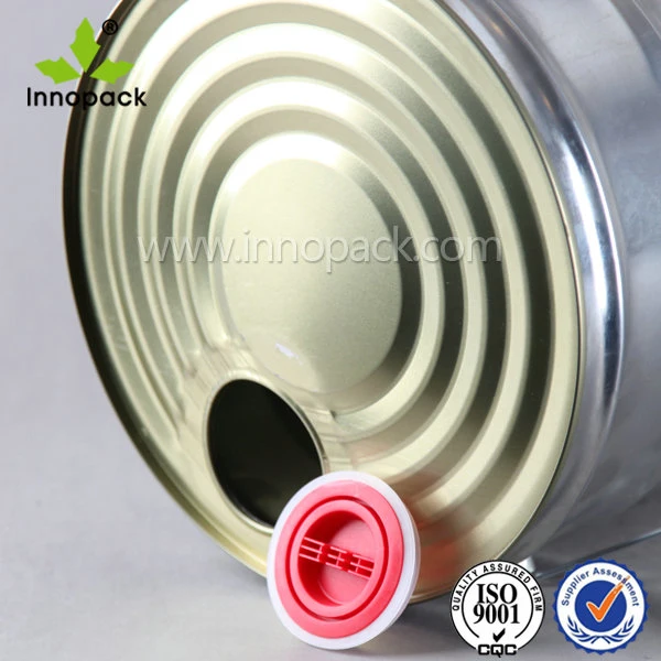 18L Customized Round Tin Barrel Oil Can with Press Cap and Metal Handle