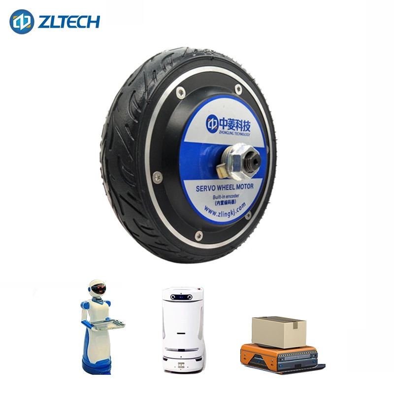 Zltech CE ISO9001 8inch 24V 48V 600rpm 100kg Load Gearless Brushless Electric Drive Wheel DC Hub Servo Motor with Encoder for Mobile Robot