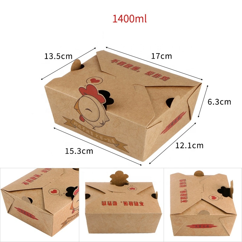 Disposable Wholesale/Supplier Custom Greaseproof Takeaway Fried Chicken Lunch Box Paper Food Packaging Container Costom Free Rigid Boxes