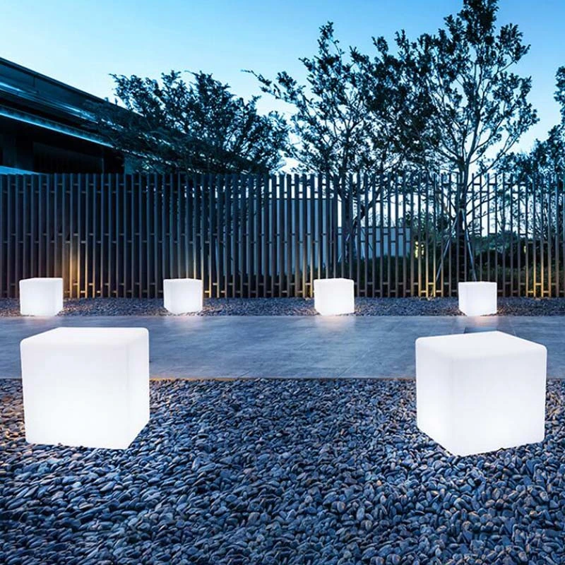 Outdoor LED Möbel RGB Farbwechsel Bar Hocker Stühle Solar Elektrisch angetriebene LED-Außenbodenleuchte Cube Sitz