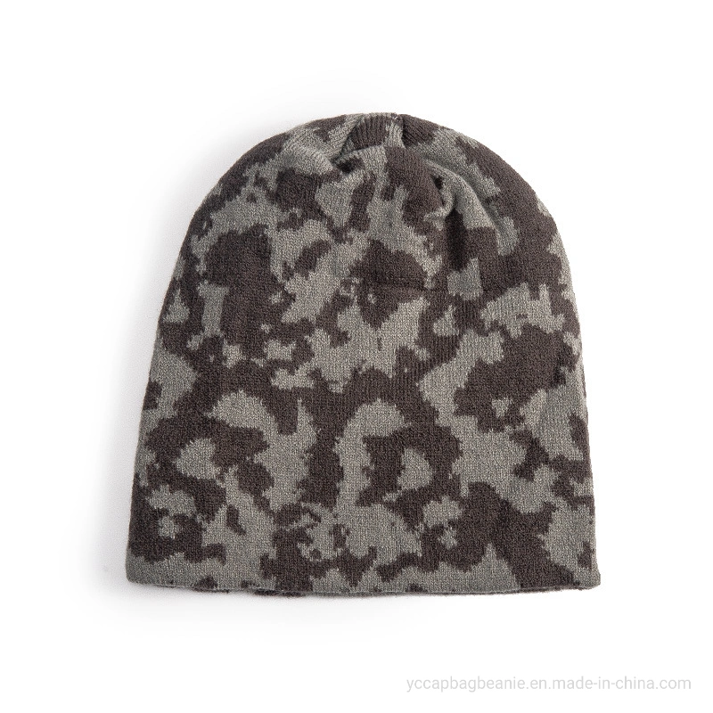 Custom Acrílico Invierno nieve Deporte esquí Camo Gorro de punto