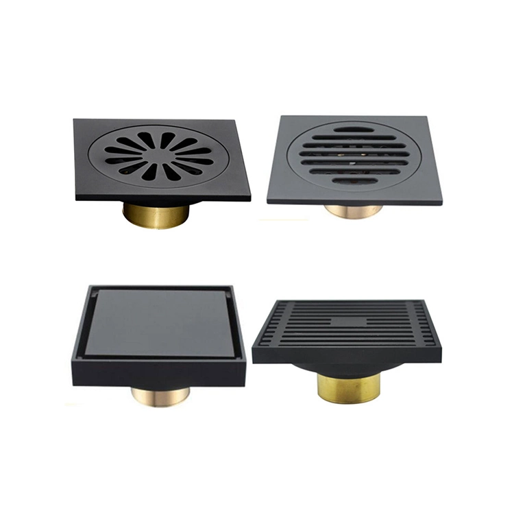 Modern Pure Matte Black SUS 304 Invisible Shower Floor Drain Tile Insert Square Drains