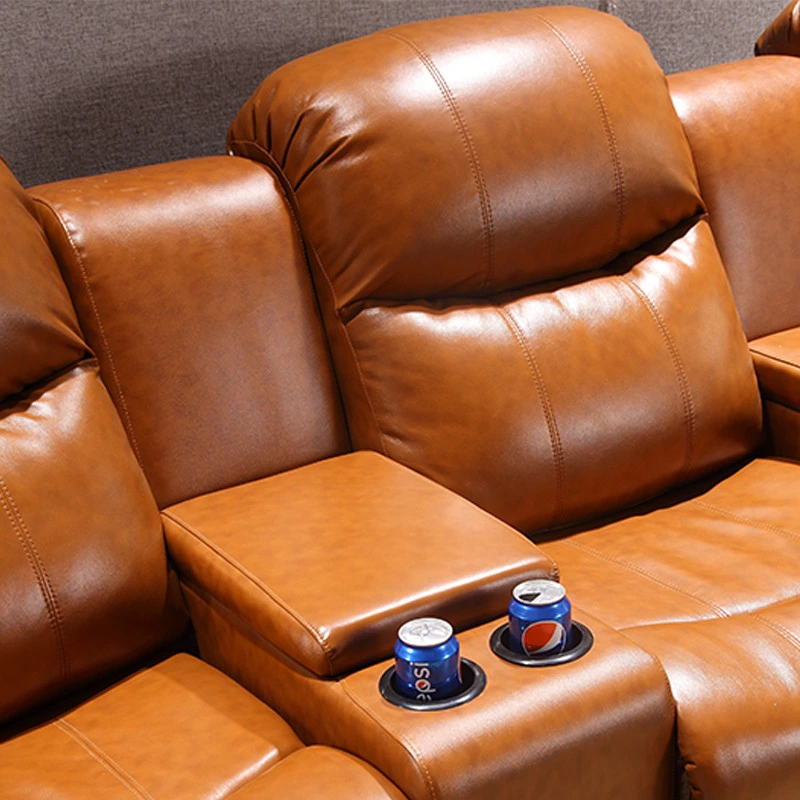 High Density and Elastic Sponge Modern Corner Leather Cinema Sofa