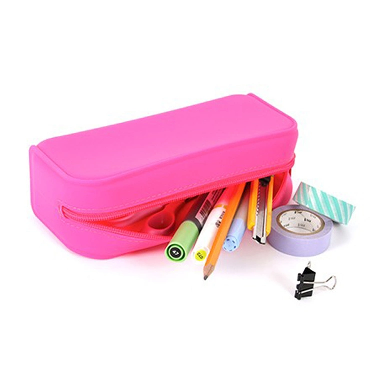 Wholesale/Supplier Large-Capacity Square Silicone Pencil Bag Student Girl Pen Bag