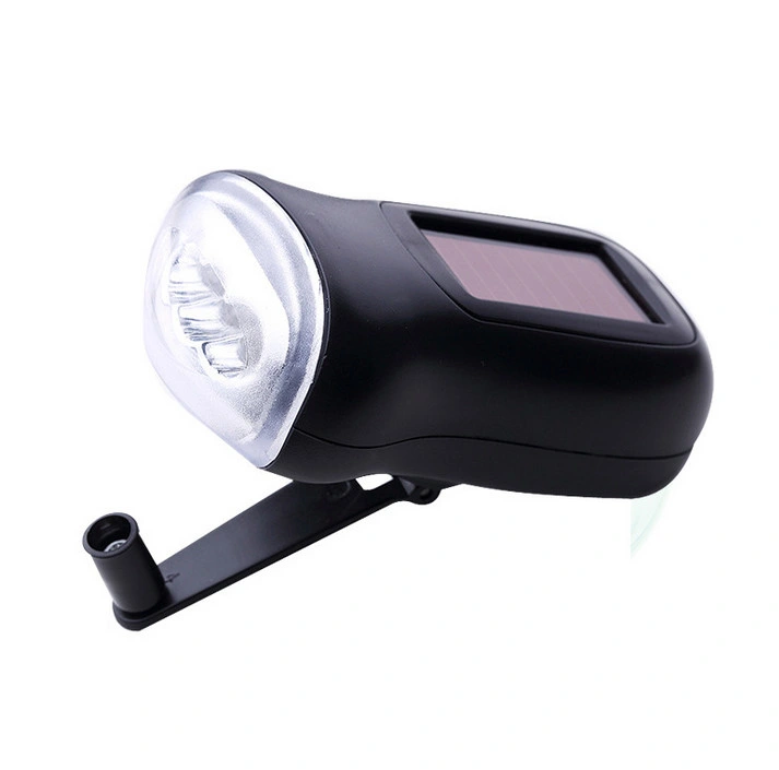 Casa exterior 3 LED Dynamo Torch recargable mano Crank Solar Linterna