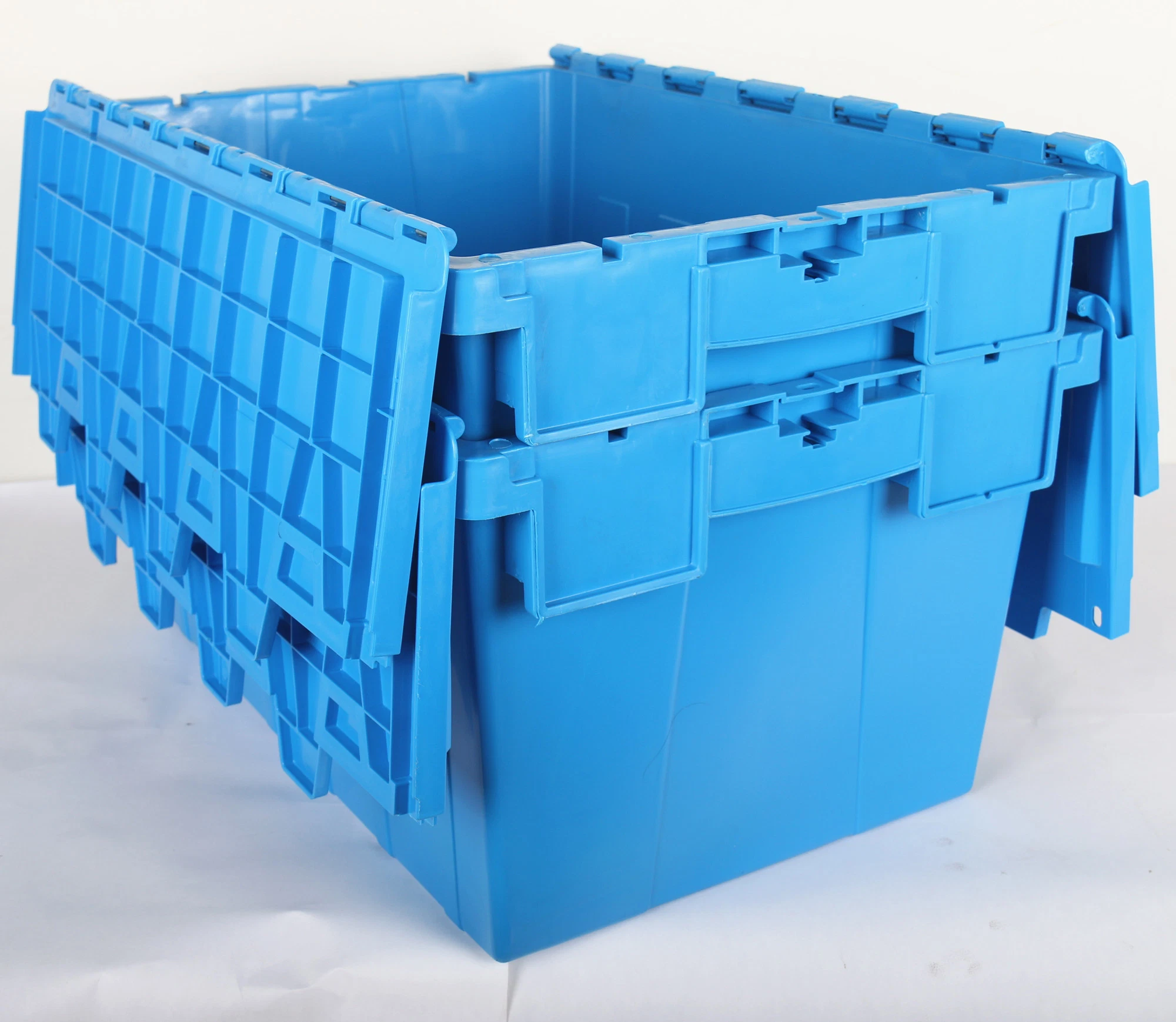 Factory Price Nesting Logistic Moving Plastic Storage Attached Lid Containers Wholesale/Supplier