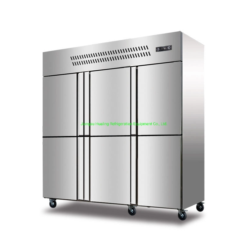 Réfrigérateur vertical à 6 portes pour hôtel, restaurant et cuisine.