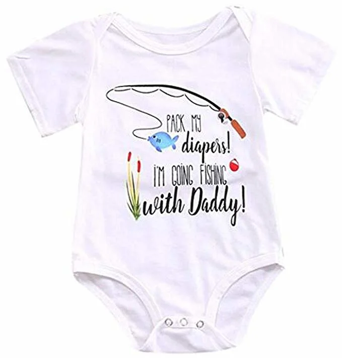 Infant Baby Clothes Summer Cotton Short Sleeve Fishing with Bodysuit Romper Outfits