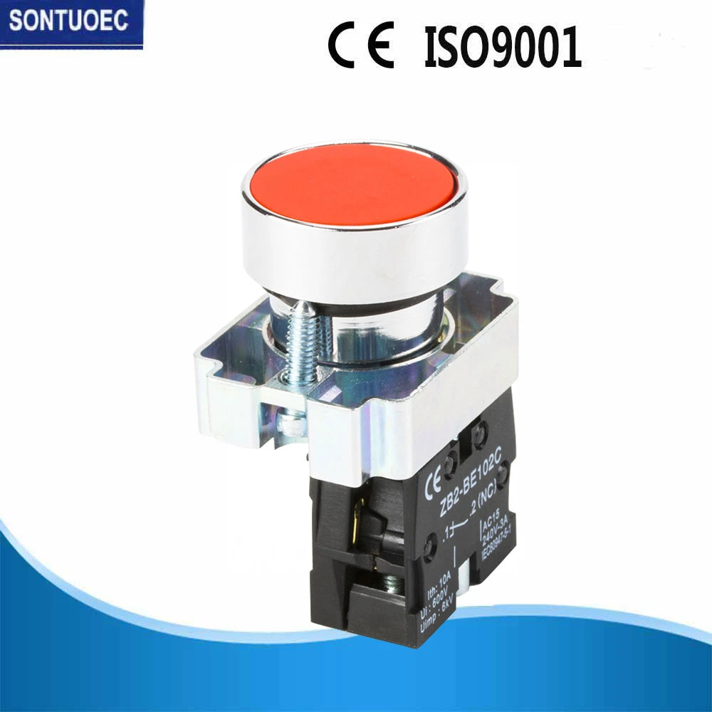 Momentary Push Button Switch Power Start Stop Self-Resetting Round Flat-Head Type Switch