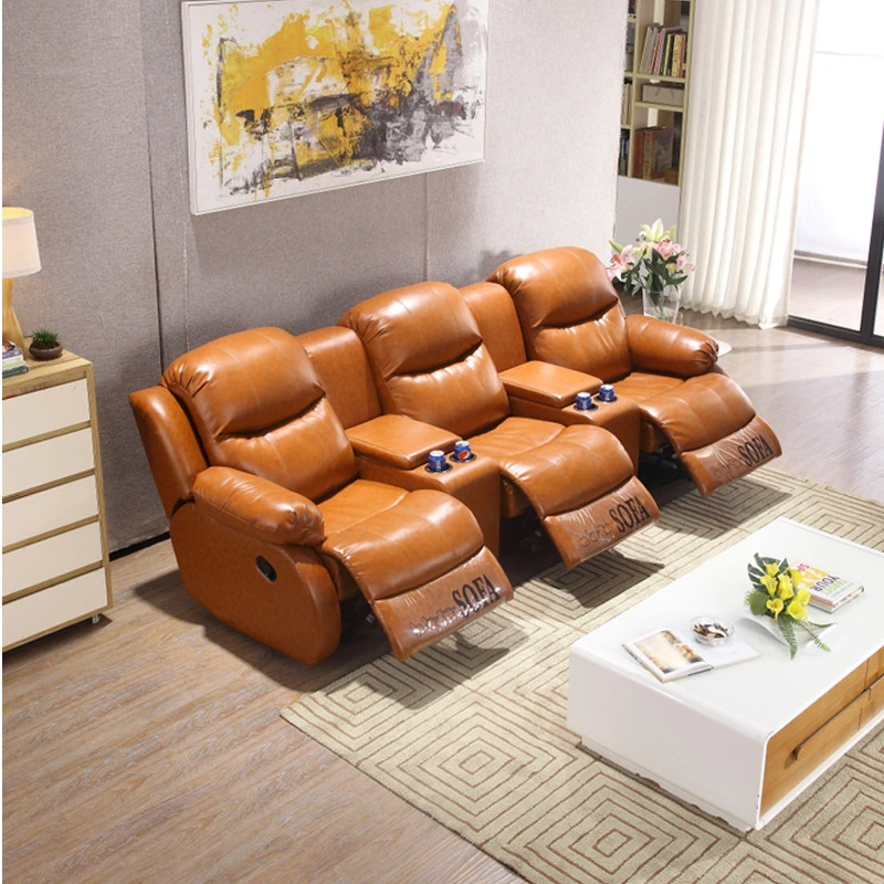 High Density and Elastic Sponge Modern Corner Leather Cinema Sofa