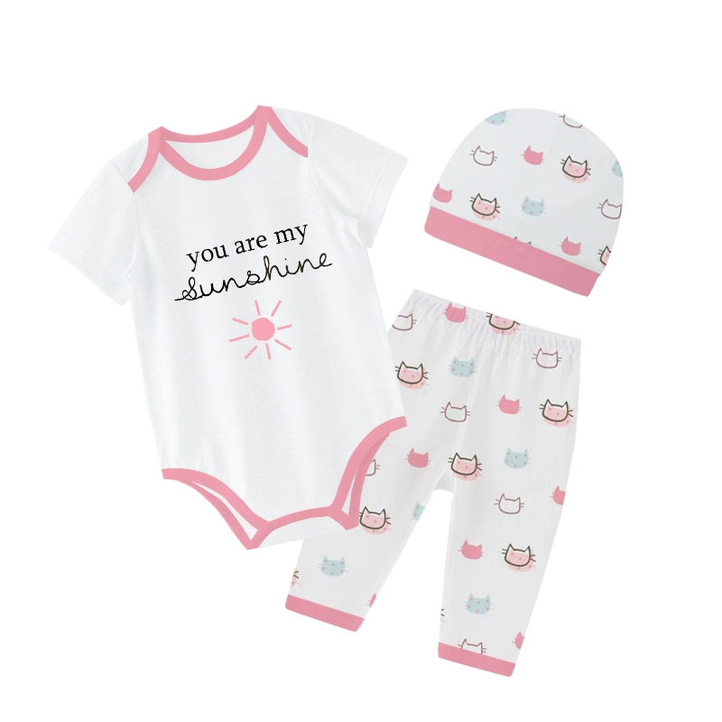 3 PIÈCES Nouveau-né garçons filles ensemble personnalisé ensemble mignon petit-enfant à manches courtes, vêtements pour bébés