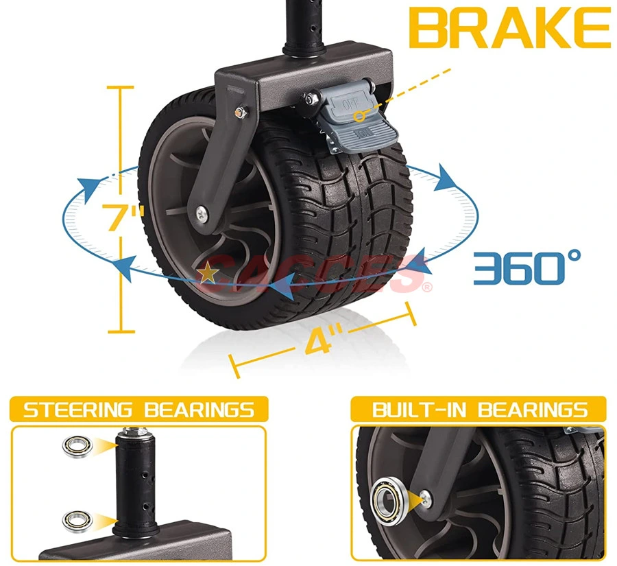 Vagão de dobragem colapsável grandes carrinho dobra Pesado Jardim Carrinho Portátil W/7*4 na praia para roda de freio robusto, Alça ajustável&amp;Porta-bebidas