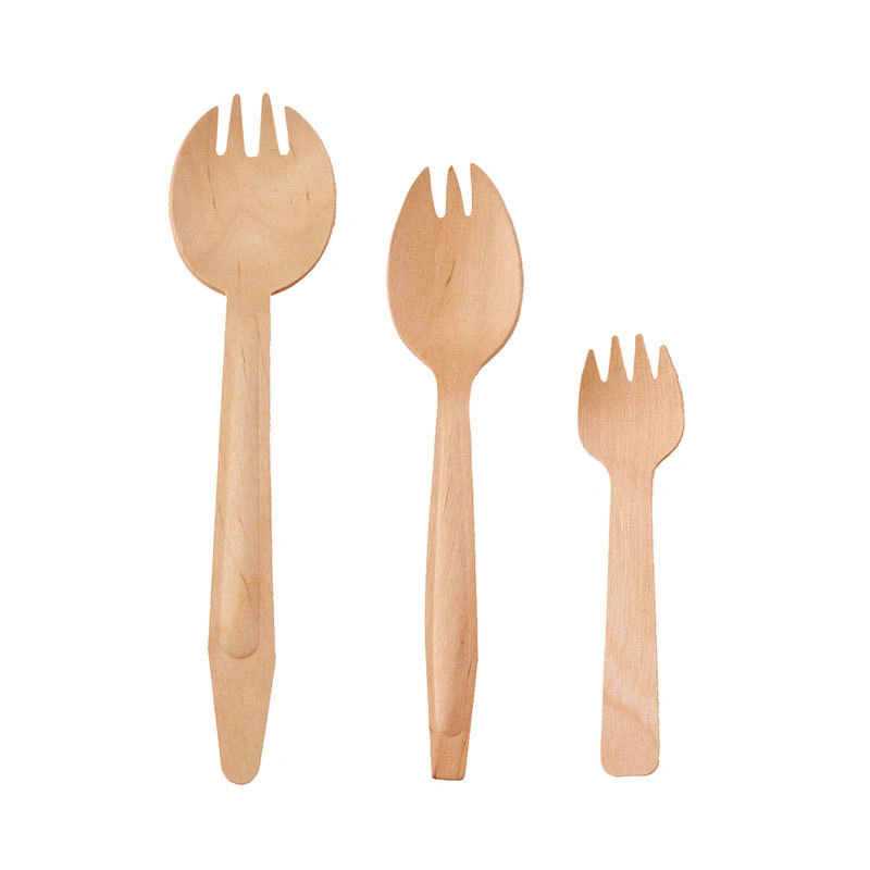 Biodegradable Disposable High quality/High cost performance  Food Recyclable Knife Classic Wooden Fork