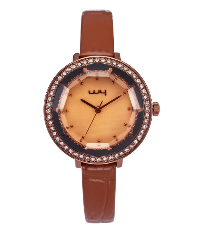 Ultra Thin Fashion Leather Strap Quartz Ladies Wrist Watch Wy-048