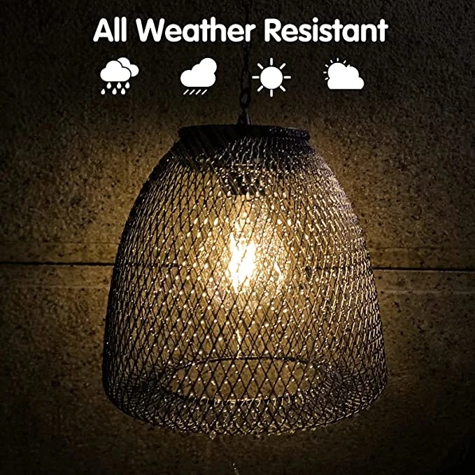 Solar Hanging Lamp - Outdoor Indoor Waterproof Chandelier Metal Hanging Lighting Decoration Bar Courtyard Garden Porch Indoor