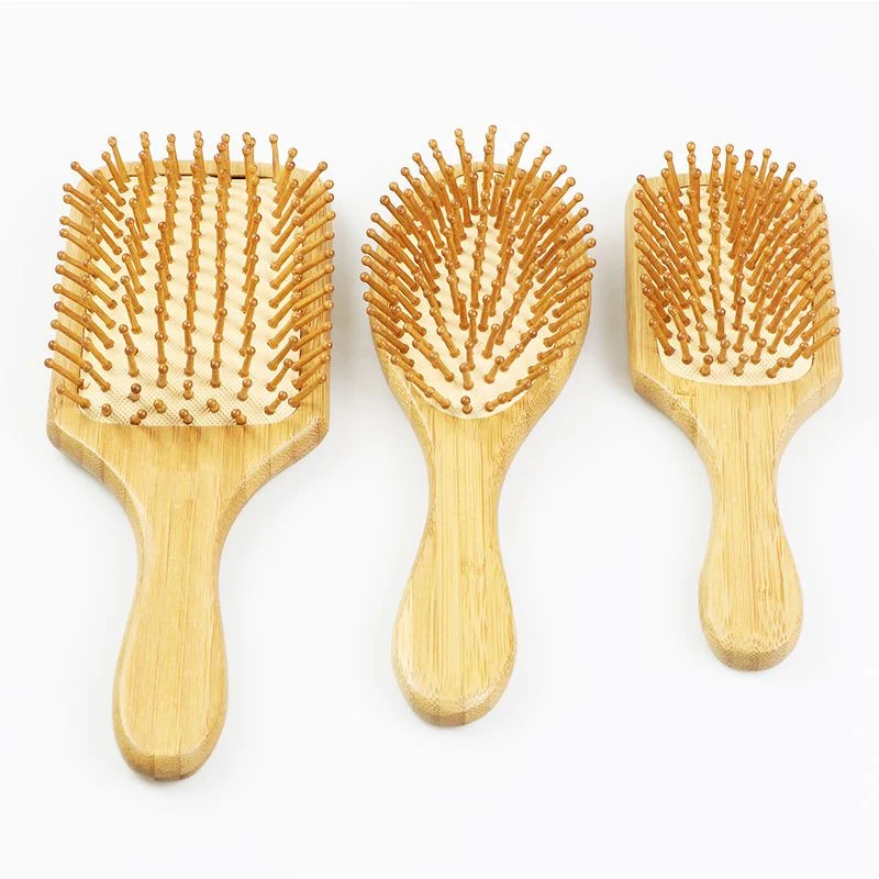 Wood Bamboo Cushion Massage Brush Custom Paddle Bamboo Hair Brush