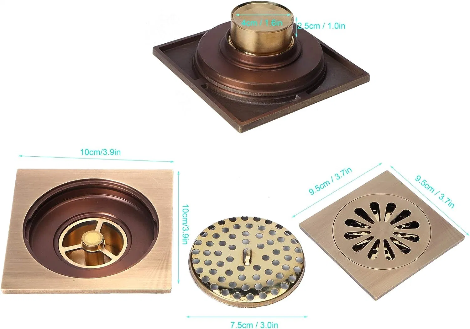 Shower Drain Cover European Style Antique Copper Floor Drain for Bathroom Toilet