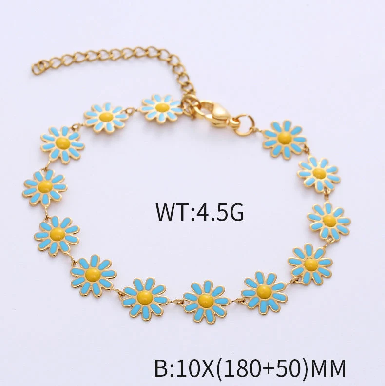 Fashion Geometry Daisy Bracelet Stainless Steel Adjustable Women's Bracelet