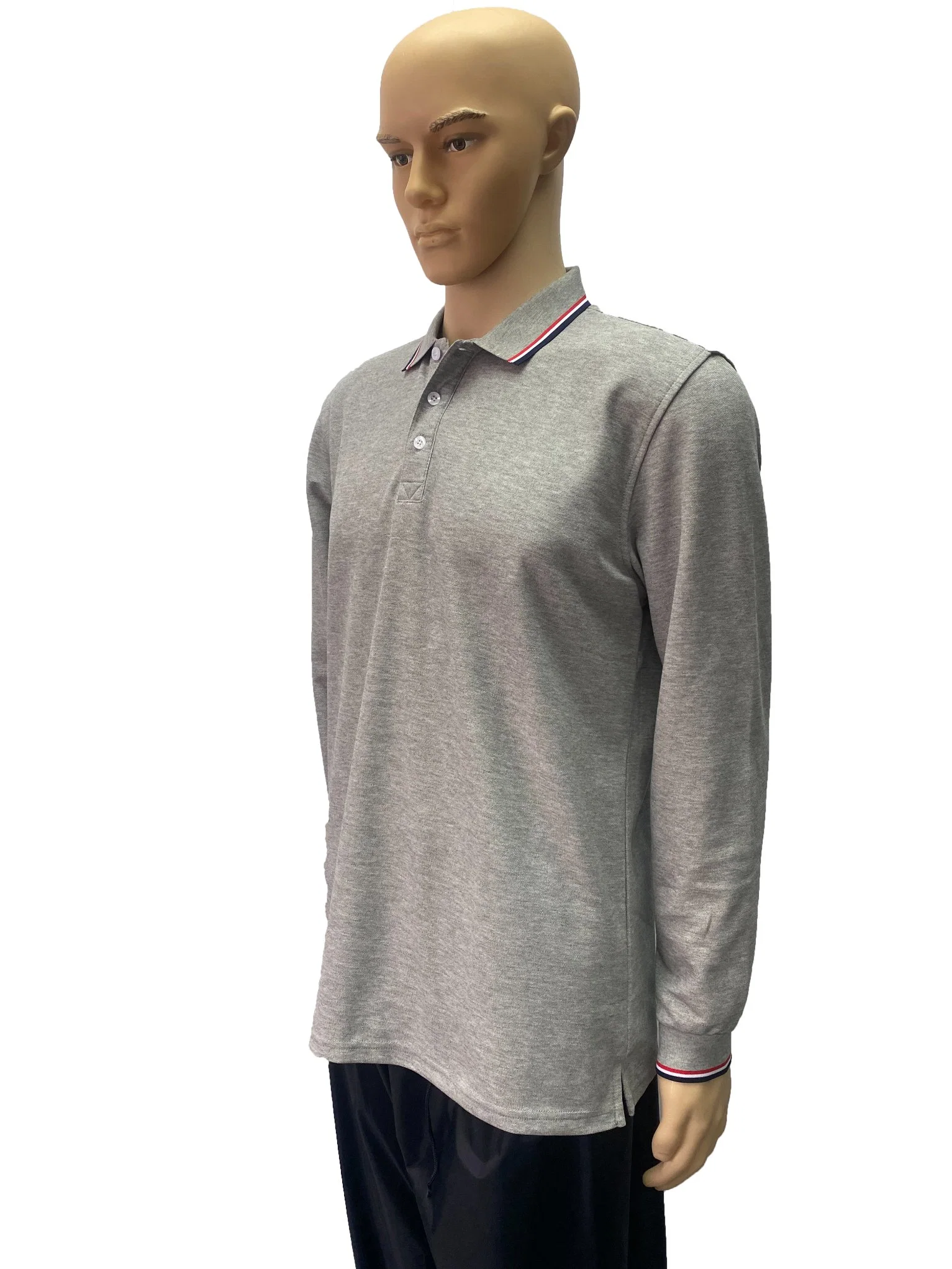 Wholesale/Supplier Long Sleeve Grey Polo Shirt with Customed Logo for Men