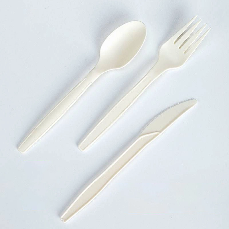 ملعقة من النشويات من الذرة مقاس 170 مم يمكن التخلص منها ومجموعة أدوات المائدة لشوكة السكين