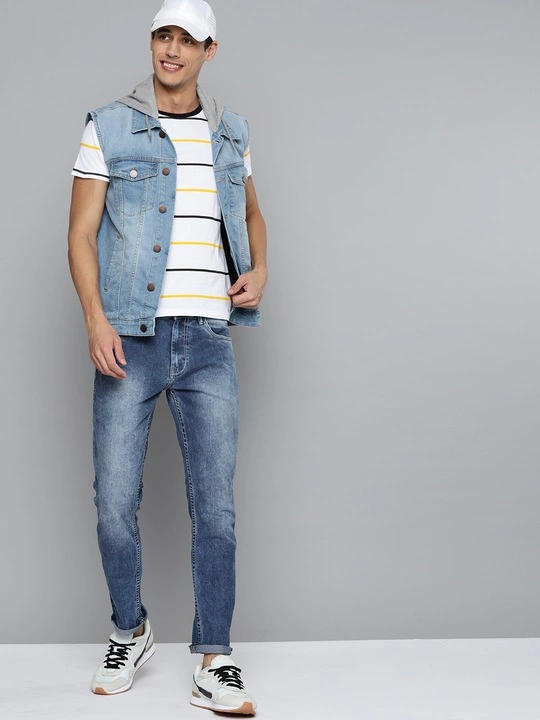 Los hombres Slim Fit de fundido de la luz azul elástico Jeans Jeans Mezclilla de moda para hombres