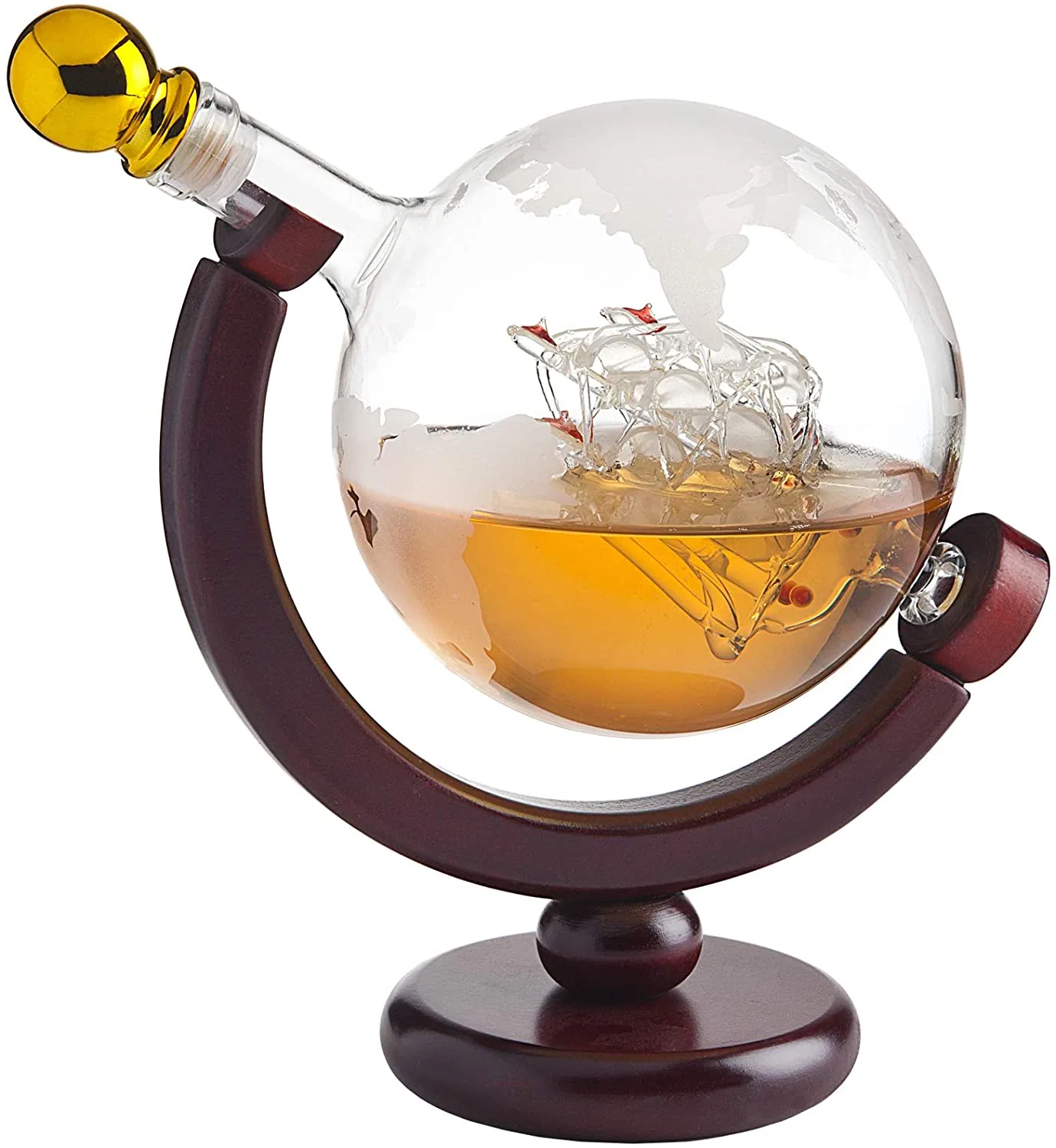 Globe Whiskey Dekanter Geschenk-Set von Royal Reserve Home Bar Decor Schnapsbehälter mit Scotch Gläser Untersetzer