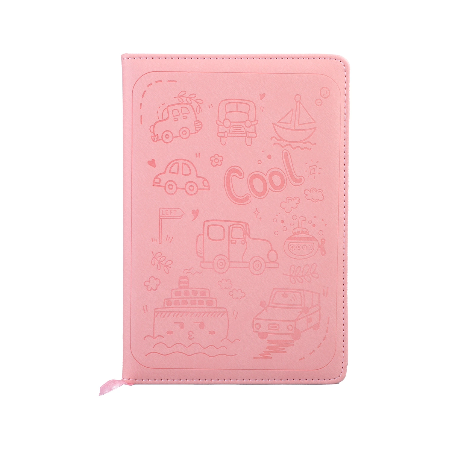 Caderno de Escola de papel rígido rosa Stationery com PU serrilhado