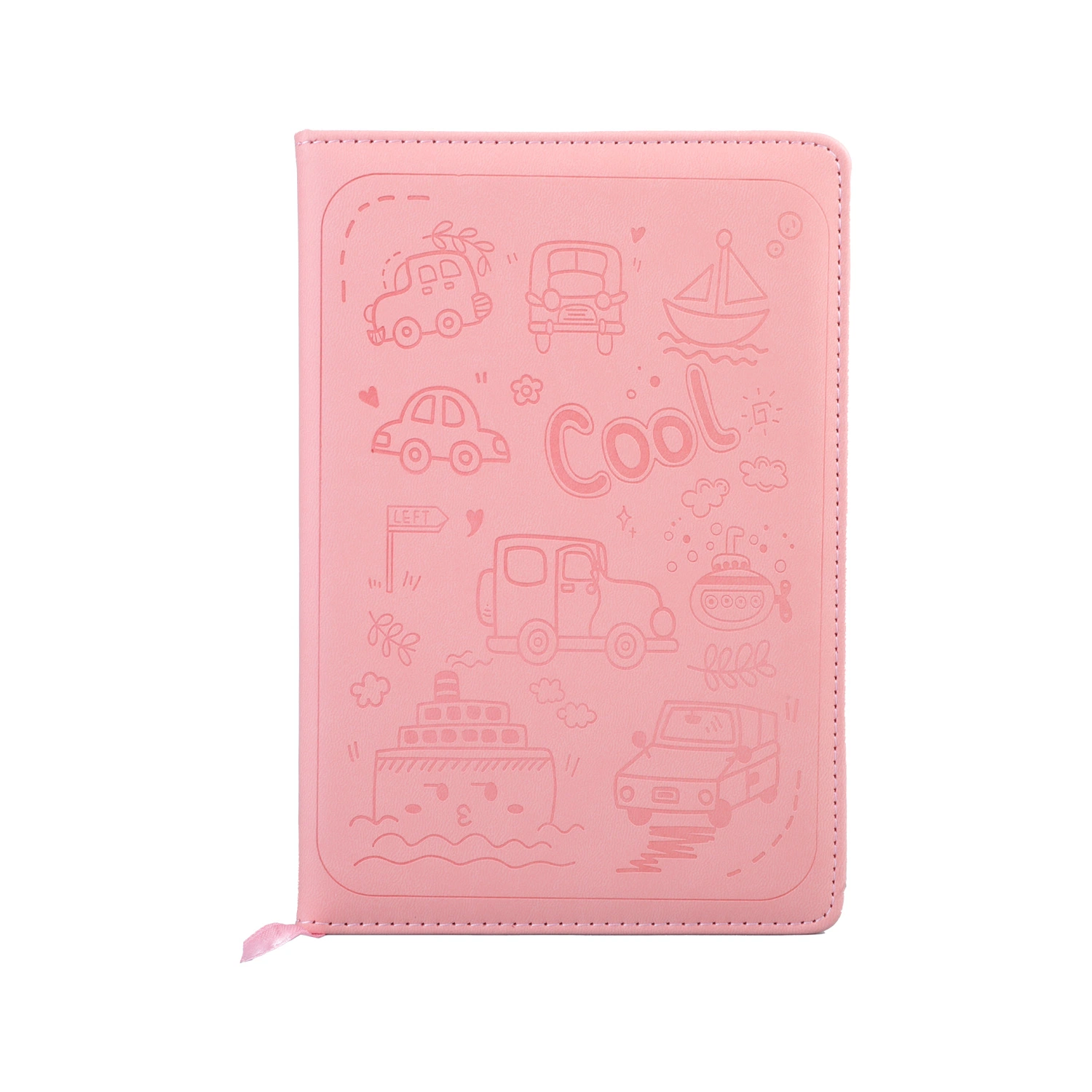 Pink Stationery Paper Hardcover School Notebook with Knurling PU