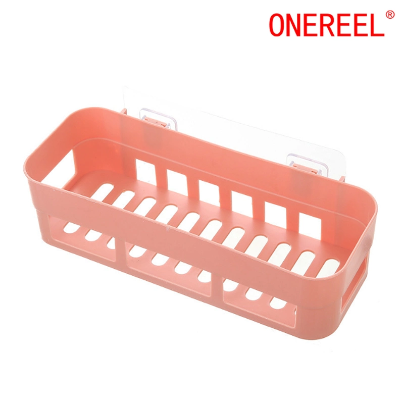 No-Punch Bathroom Plastic Wall Shelf Storage Rack