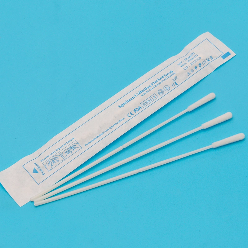 Sterile Test Sample Collection Nylon Flocked Oropharyngeal Nasal Nasopharyngeal Flocked Swabs