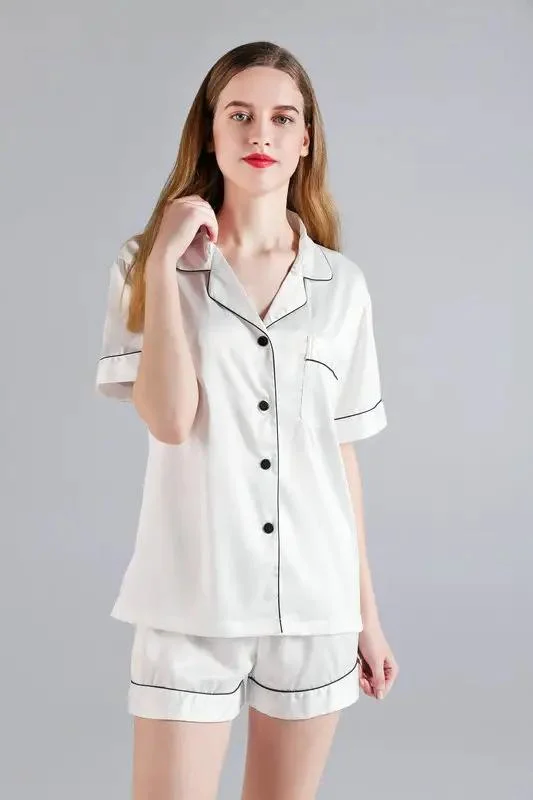 Fung 3034 High quality/High cost performance  Bridal Pajamas Women Satin Bridal Pajamas Set Sexy Navy Sleep Wear