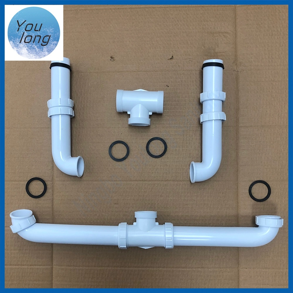 Sink Drain Pipe PVC Pipe Kitchen Waste Kit Siphon Double Drain Pipe