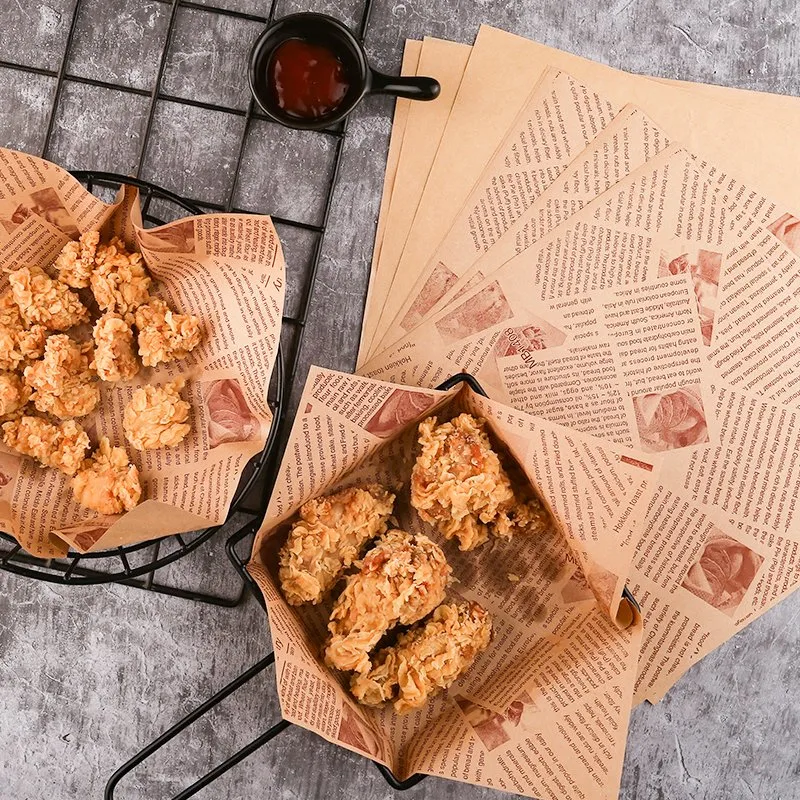 Papier d'emballage alimentaire kraft imperméable à la graisse pour burger et poulet.