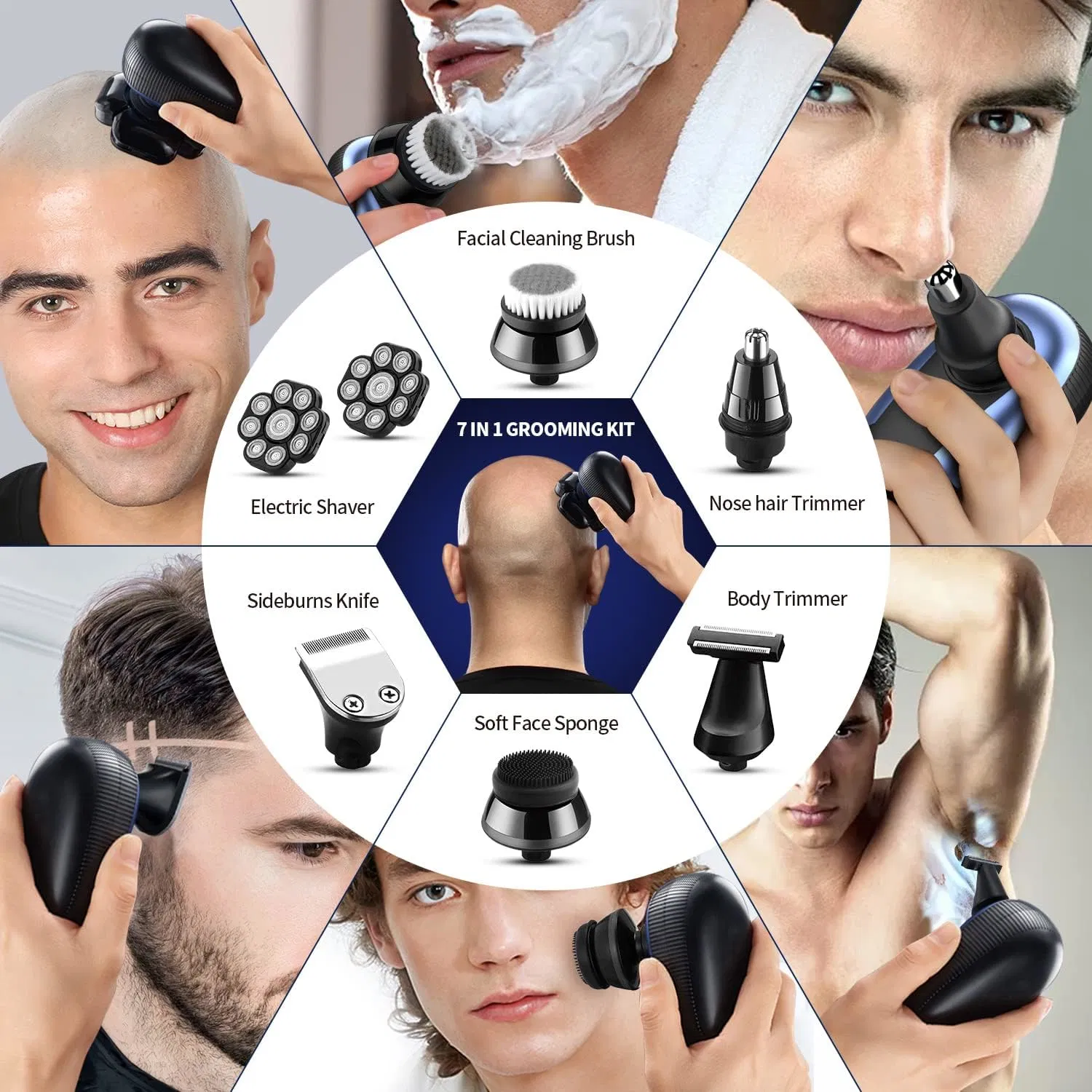 9d Shaver eléctrico recarregável para homem para a cabeça de corte Bald para homem Máquina