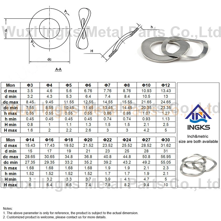 DIN137 SS304 Polished Steel Pressure Spring Wave Washer