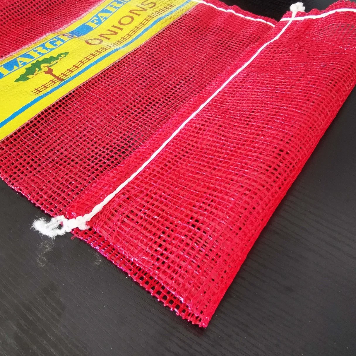 Yellow Red L-Sewing Leno PE/PP Net Mesh Bags for Firewood