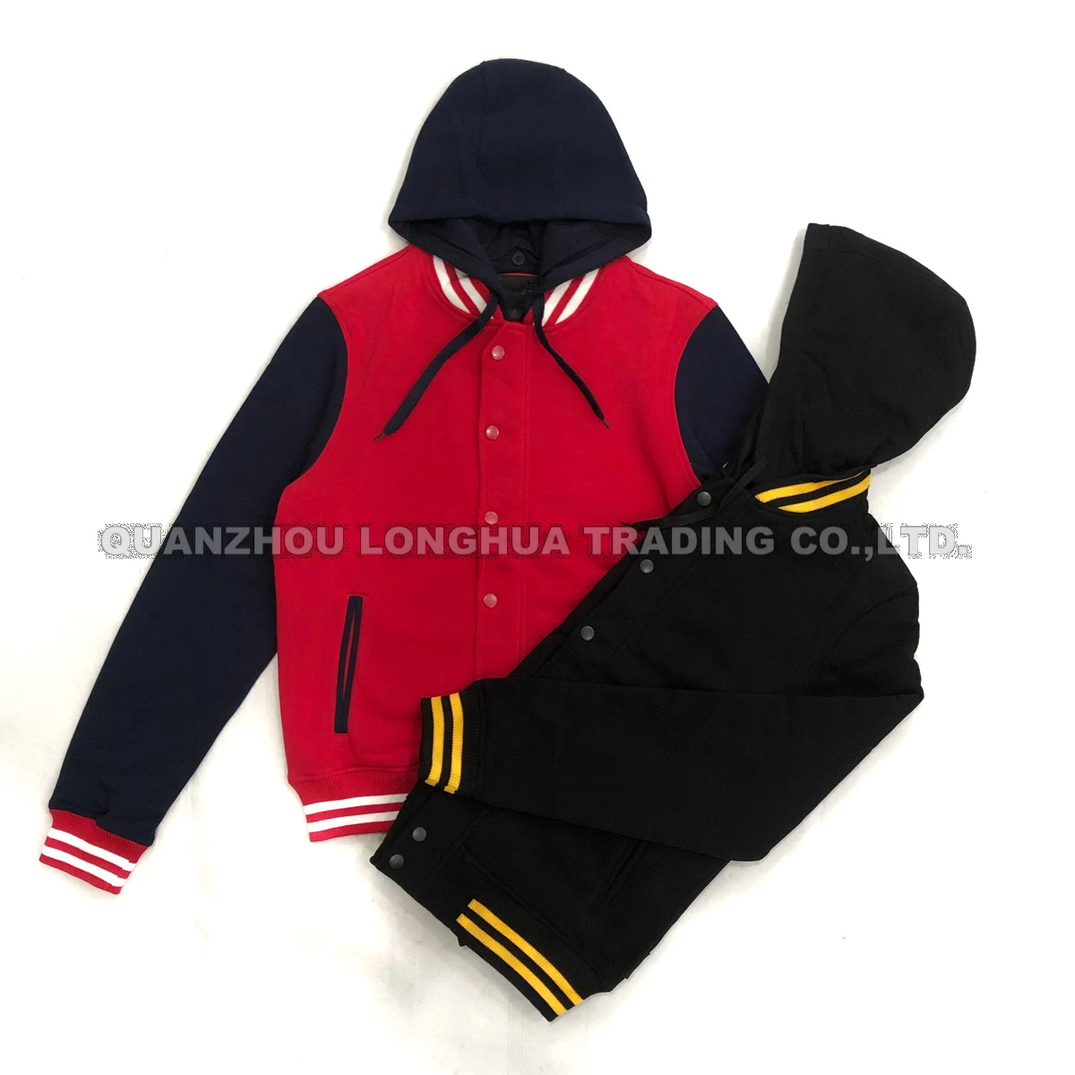 Men Boy Jacket Knitwear Polyester Fleec Removable Hoody Clothing Sport Apparel