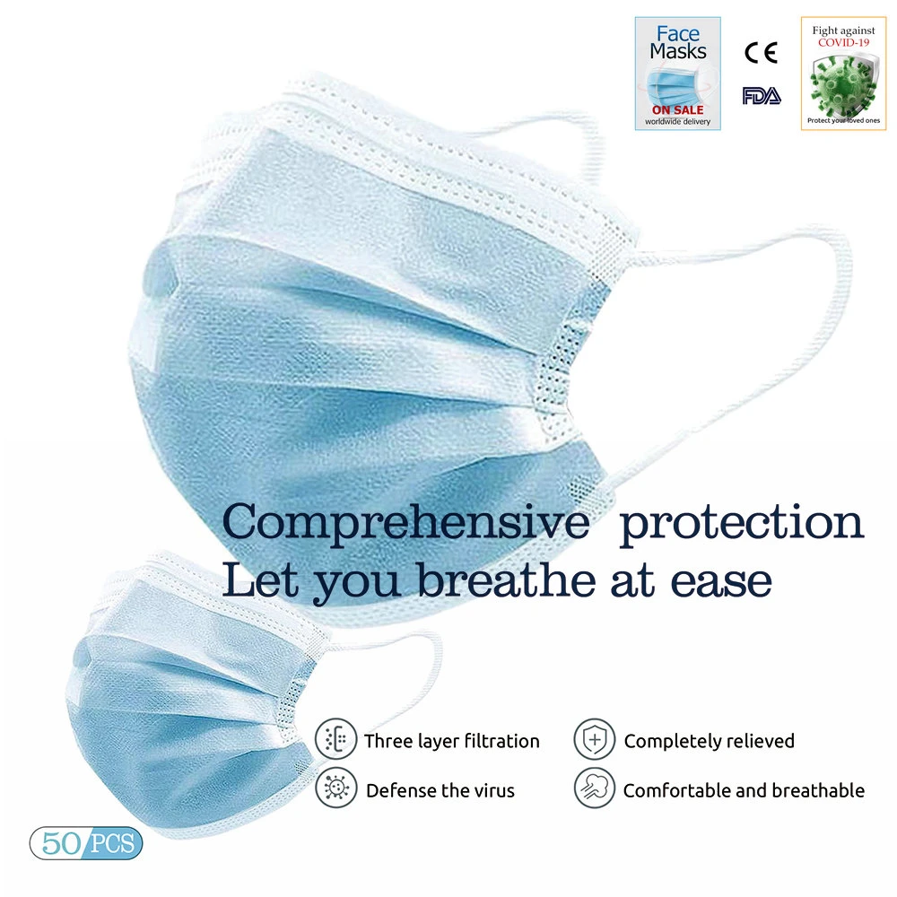 disposable protective 3-ply face mask
