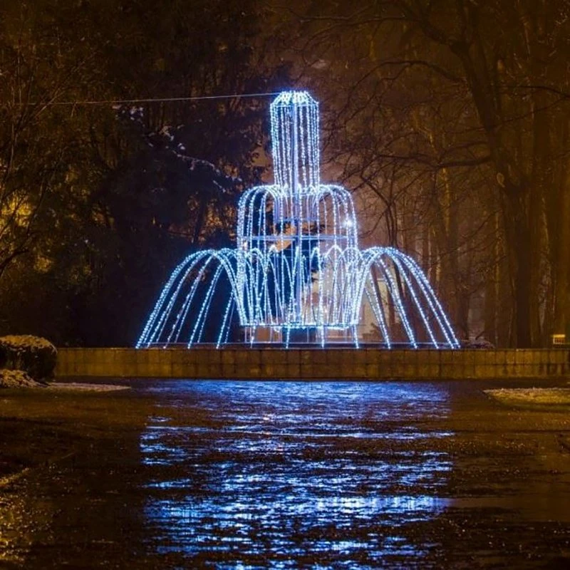 Benutzerdefinierte kommerzielle Dekoration LED-Outdoor-Motiv Licht 3D Brunnen Skulptur