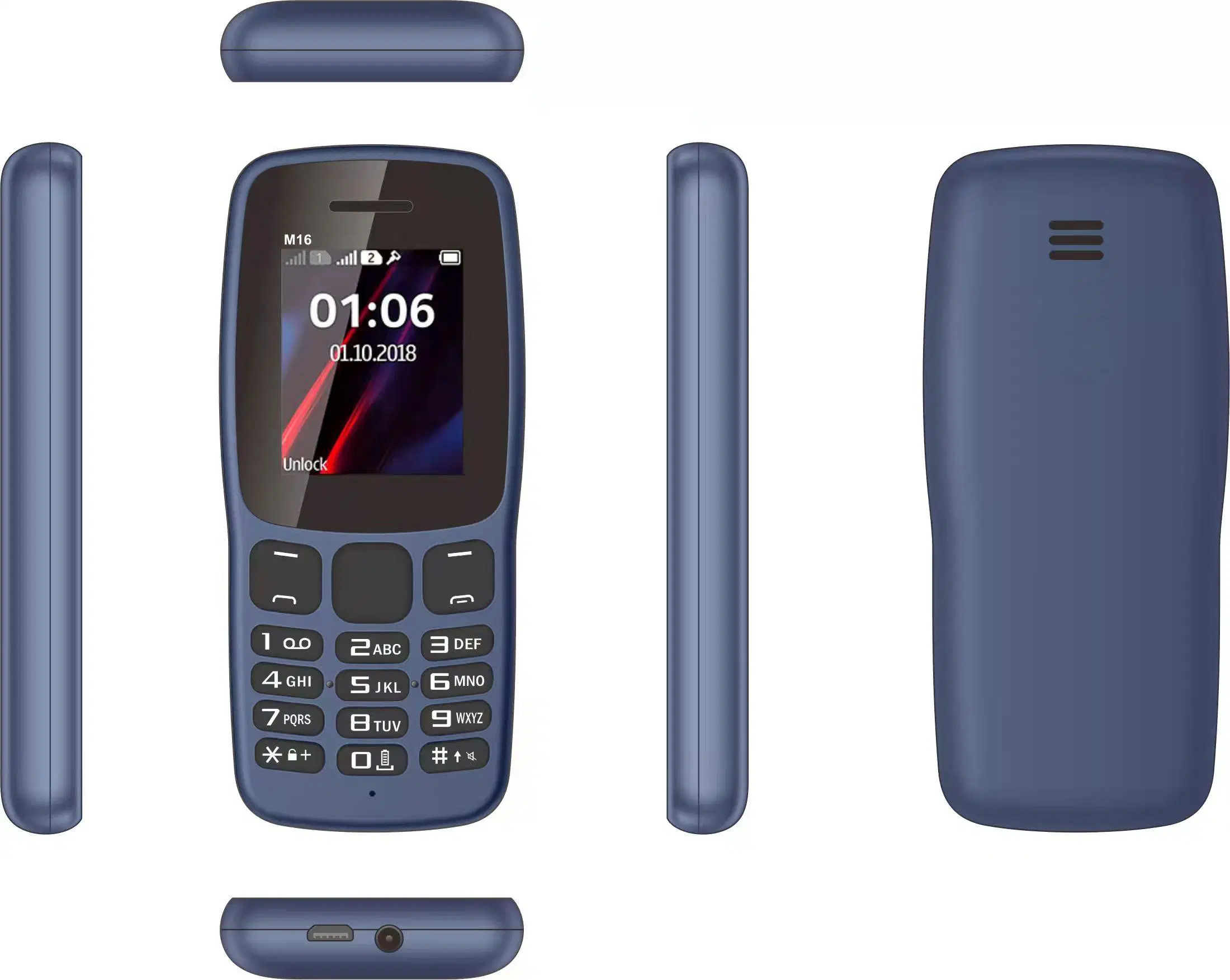 1.77inch Stock New Customized Dual SIM Feature Phone with 800mAh Battery