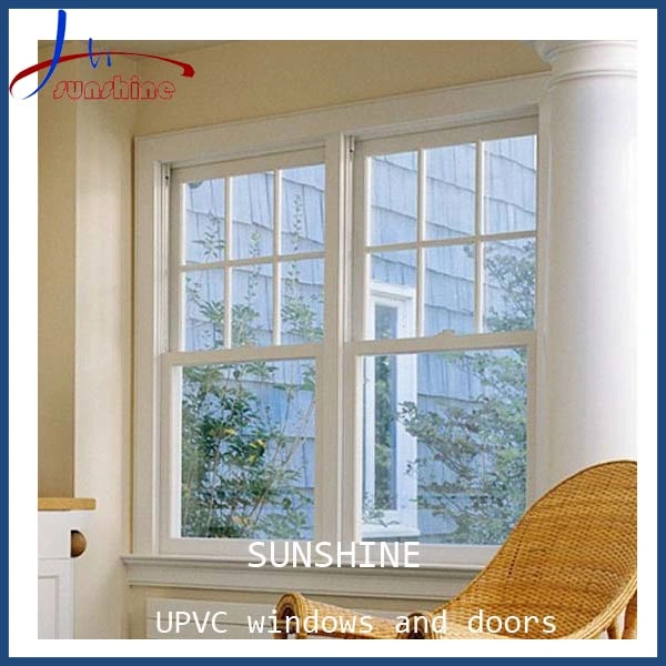 European Style PVC/Plastic Single Hung Windows for Your House