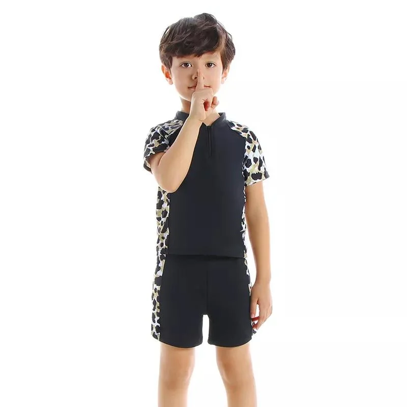 Surf Sports Beach Kids One Piece Swimwear Short Sleeve Swimwear